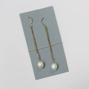 Pearl drop chain earrings, Caitlin Clary