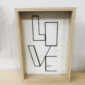 LOVE thread on paper pieces (framed)
