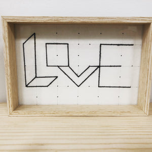 LOVE thread on paper pieces (framed)