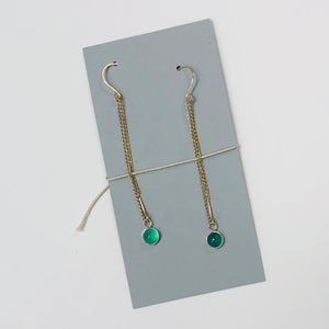 green onyx drop chain earrings, Caitlin Clary